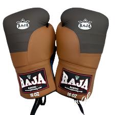 Raja 16 oz boxing gloves in brown and gray, premium
