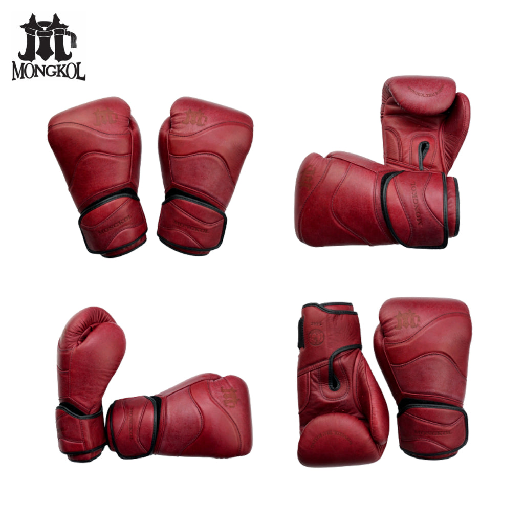 Red Mongkol Boxing Gloves BGM04 Series with black accents