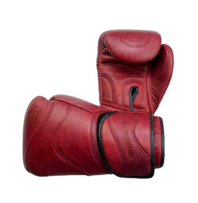 Red Mongkol BGM04 Velvet Boxing Gloves with Black Accents