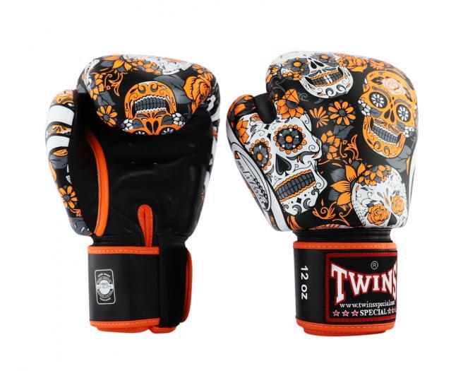 Twins Special GLOVES FBGVL3-53 SKULL ORANGE/BLACK — view 2, fight gear Phuket | MMAGuy