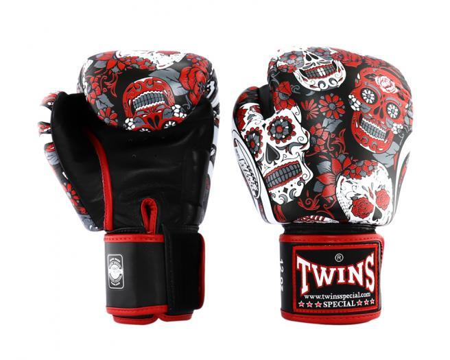 Twins Special GLOVES FBGVL3-53 SKULL RED/BLACK — view 2, fight gear Phuket | MMAGuy